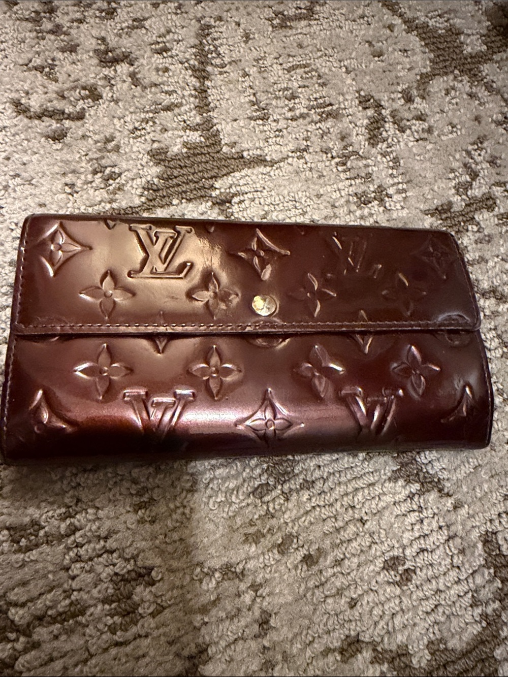 Louis Vuitton Vernis Burgundy Patent Long Wallet